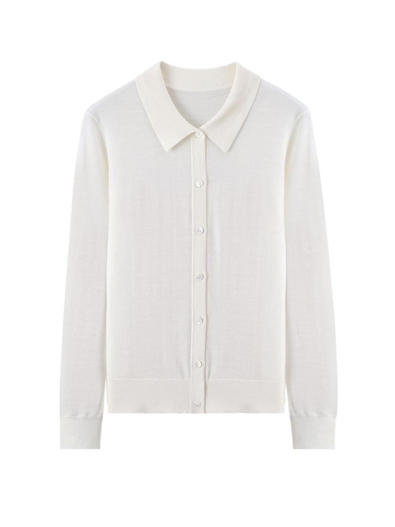 Yangtze Yarn 100% Wool Polo Collar Loose-Fit Knitted Shirt
