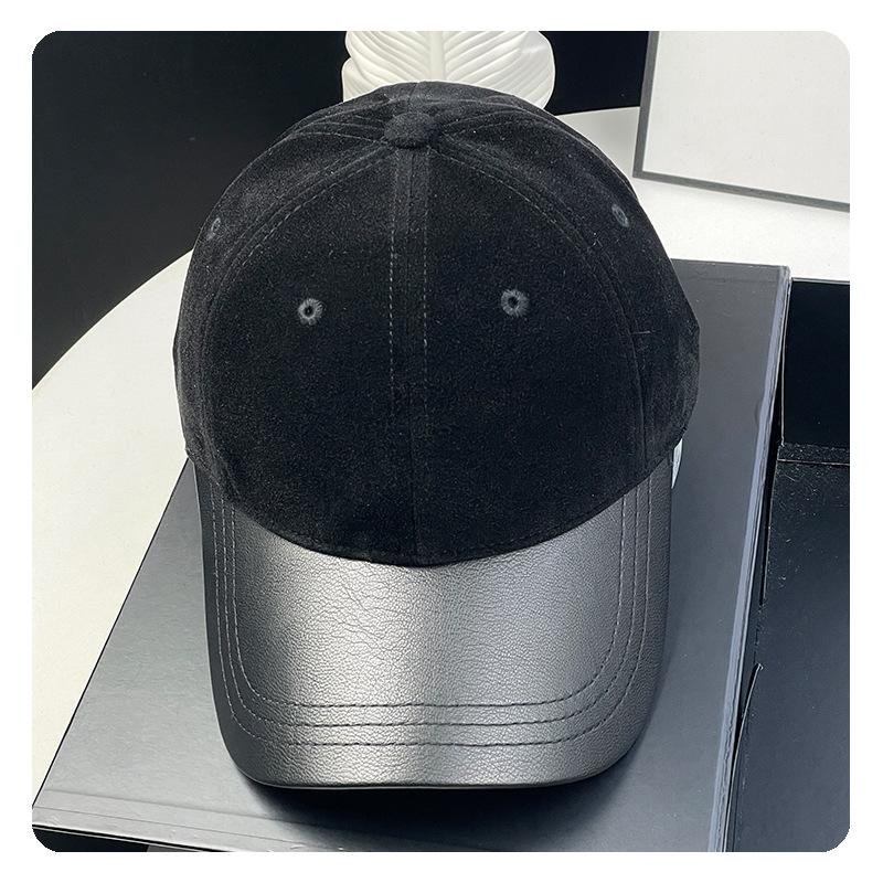 

Autumn Winter New Korean and Japanese Style Suede Baseball Cap Women s Faux Leather PU Brim Baseball Cap