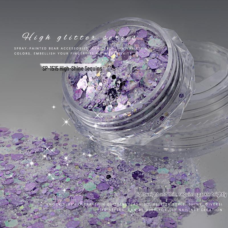 Nail Art Mixed Glitter Sequins: High Shine Hexagons & Rounds
