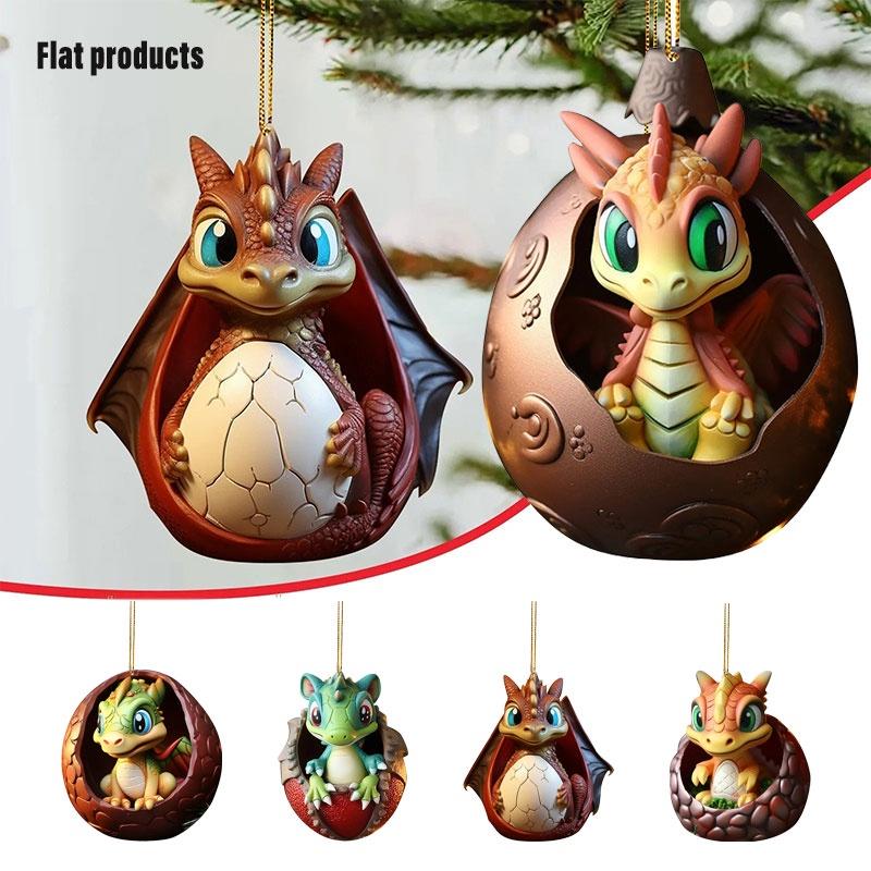 Cartoon Dragon Egg Car Hanging Decoration Christmas Tree Ornament Gift Acrylic/glass Material Cartoon Style Multiple Color Options Interior Car Decor