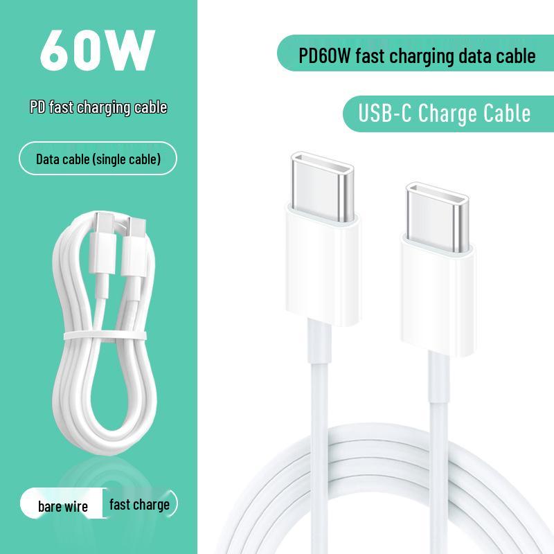 CC PD60W Dual Type-C Charging Cable 5A Fast Charge for Tablet & Car C to C 60W Bare Cable