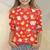 Kids Animal Print Crew Neck Three Quarter Sleeve Casual T Shirt Soft Fabric Comfortable Fit Lightweight Design Suitable for Everyday Wear