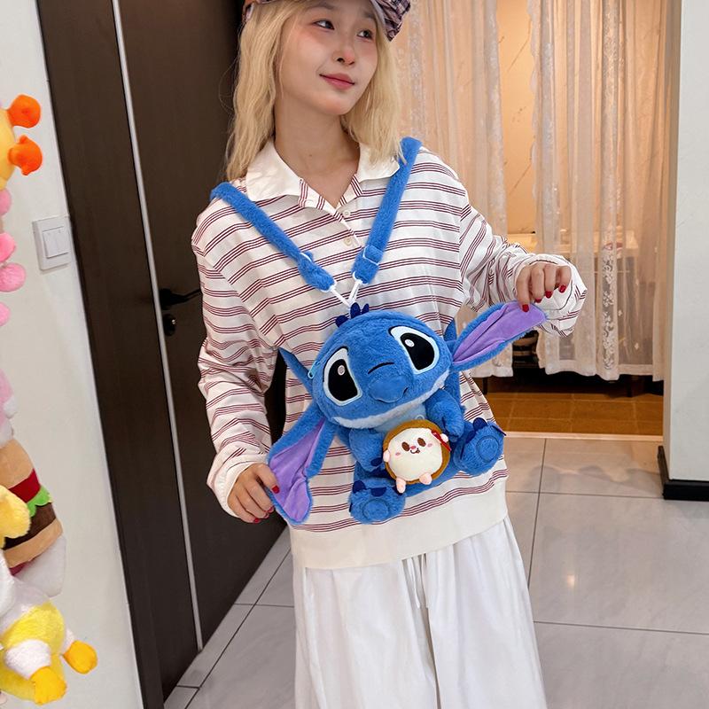 Schoolbag New Stitch Doll Bag Large Capacity Backpack Plush Toy Bag Cartoon Backpack One Shoulder Crossbody Bag