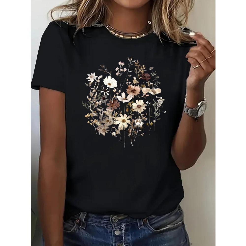 Crew Neck T-Shirt Fashionable Womens Print Women's Harajuku Short Sleeve Casual Women's Clothing Street Tees Aesthetic Clothes