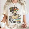 More Pride Less Prejudice Print Women Round Neck Shirt Pattern Printing Summer Women's T-Shirt Short Sleeve