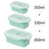[3-Pack] Foldable Silicone Lunch Boxes, Airtight Storage Containers for Lunch Boxes, Square, 350/550/850ml, Microwave, Freezer, and Oven Safe (Green)