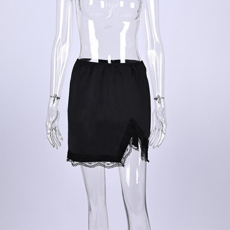 Sommer Spitzen-Patchwork Rock mit kleinem Schlitz und modischem Temperament kurzer Rock