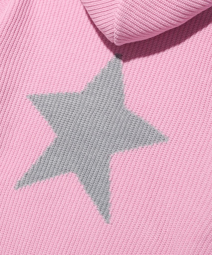 YOUHEE Star Knit Hoodie Pink