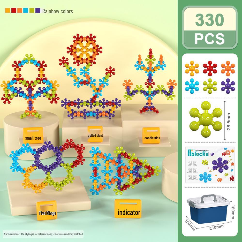 3D Stereo Plum Blossom Building Blocks – Rotating Snowflake Interlocking Educational Toys for Children