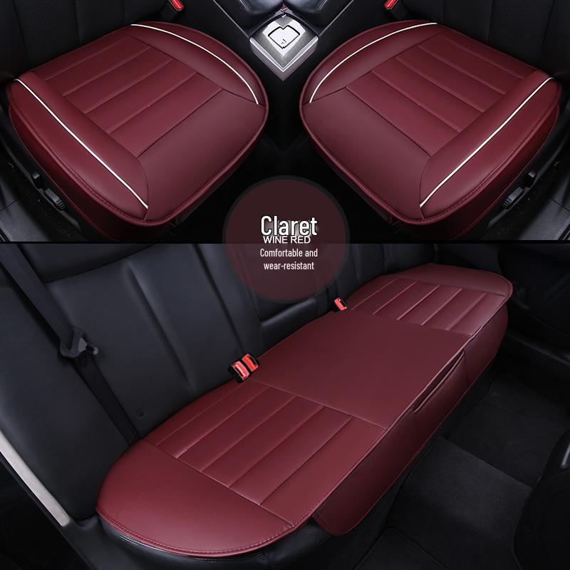 Universal Color Block Car Seat Cushion Set - Full Coverage, Non-Slip, No Backrest, Fashionable, Four Seasons, Three Pieces.