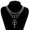 Niche Sword-Shaped Exaggerated Fringed Necklace Female, Personalized Hip-Hop Trendy Suit, Ring Chain Necklace