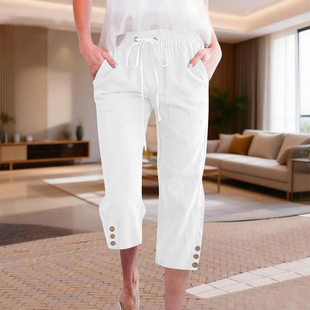 Women's Casual And Fashionable Color Loose Pants With Pocketes