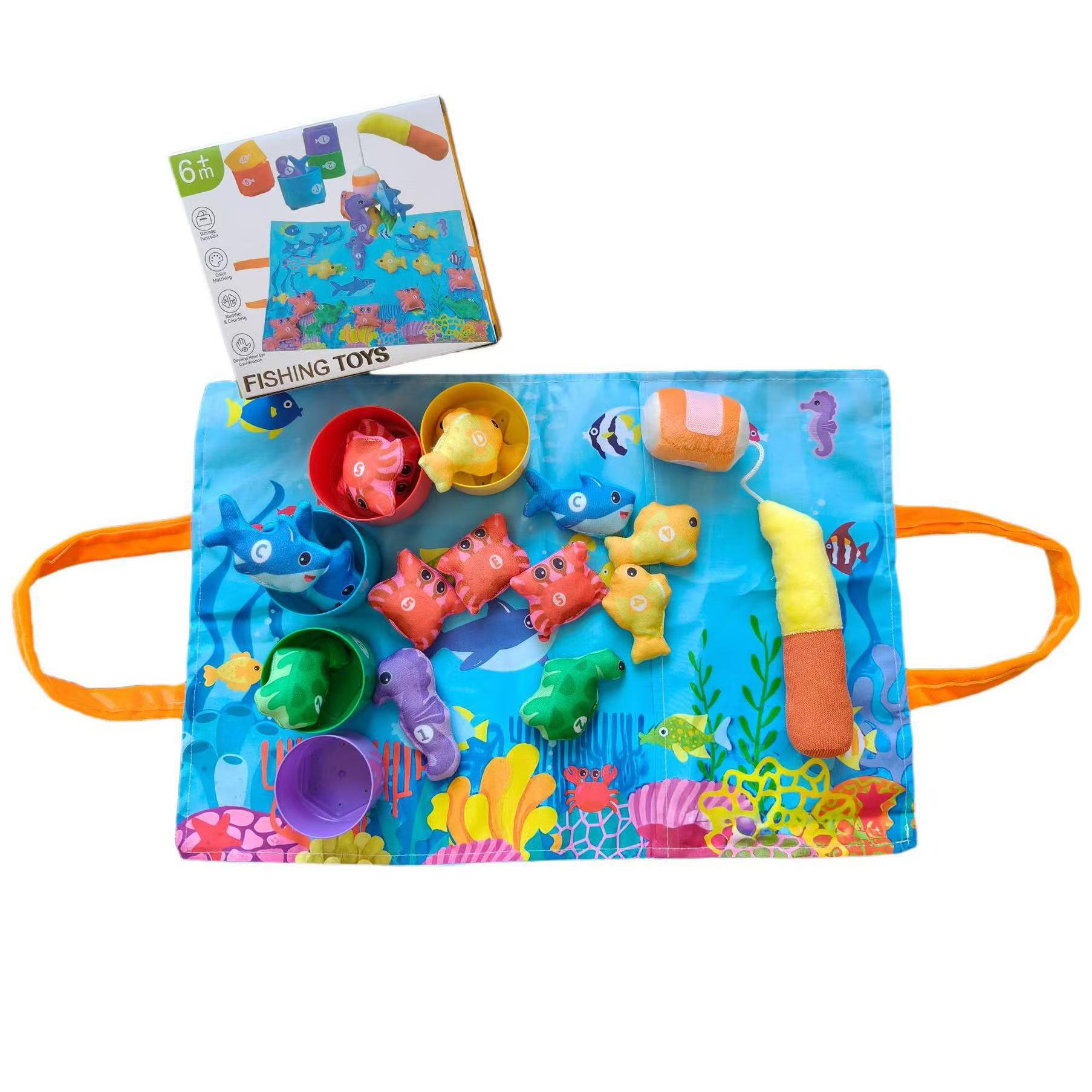 

Montessori Toys for Toddler Cloth Fishing Game with Educational Learning Toys Stacking Cups Number Counting Color Sorting Toys