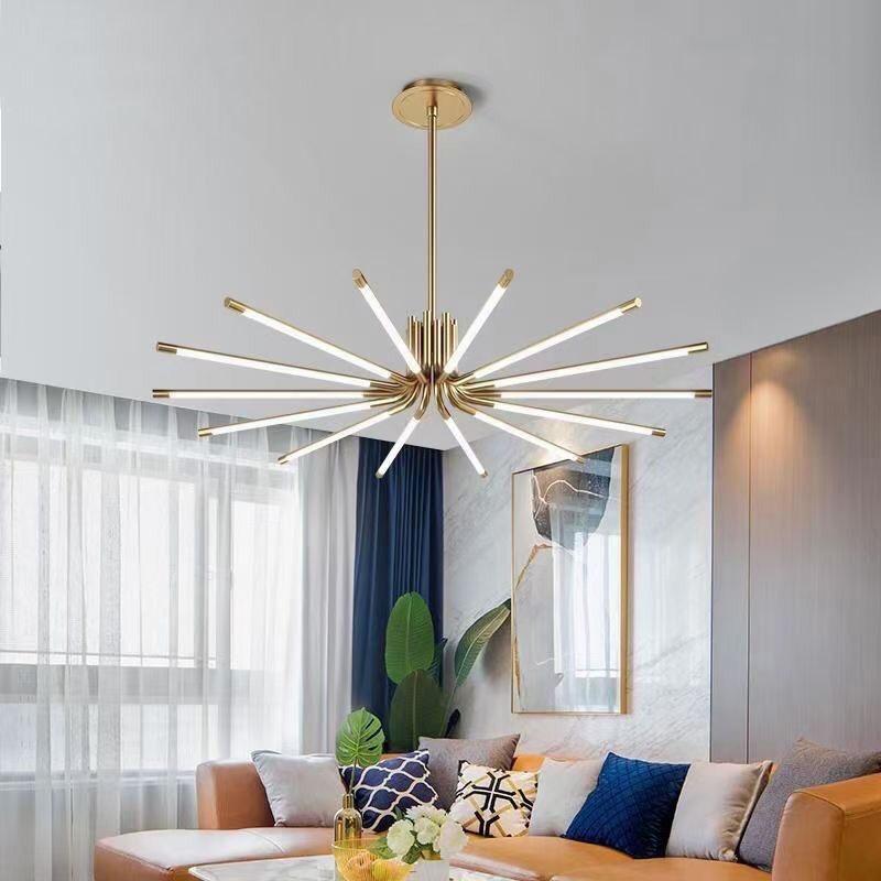 

Люстра для гостиной, атмосферная высококачественная люстра для столовой, современный минималистичный светодиодный светильник для спальни 8 headlights золотой