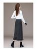Women's Plus Size High Waist A-Line Woolen Skirt with Lace Detail - Autumn/Winter