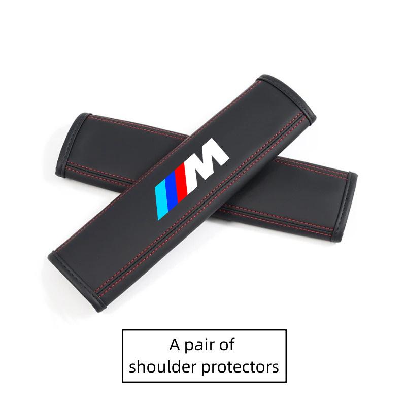 IQJD2 Car Neck Headrest Pillow Seat Belt Protector Pad For BMW Performance M Power E90 E91 E92 X3 X5 X6 M3 M5 E46 E39 F30 E60 F10 G30