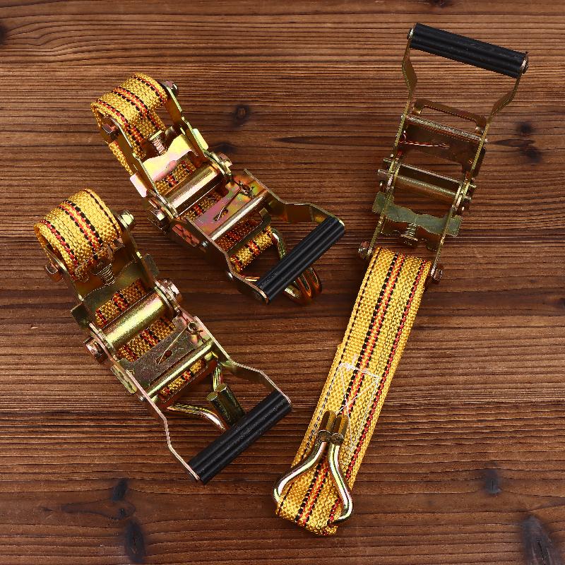 Heavy Duty Ratchet Tie Down Straps 2/3/4/6 Meter Long Double Hook Lashing Belt For Truck Cargo Securing Transport Binding