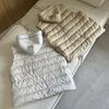 Winter European Knitted Splicing Waist Slim White Goose Down Short Down Vest Women's Down Jacket Vest