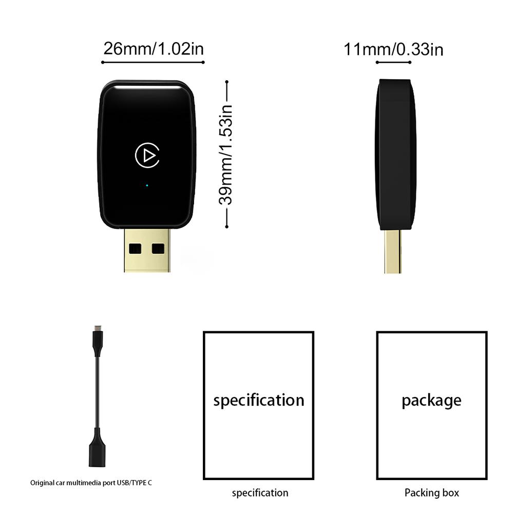 Smart AI Box BT WiFi 5.8G Wireless CarPlay Android Auto Adapter Plug and Play Smart Link for Wired Carplay Android Auto Cars