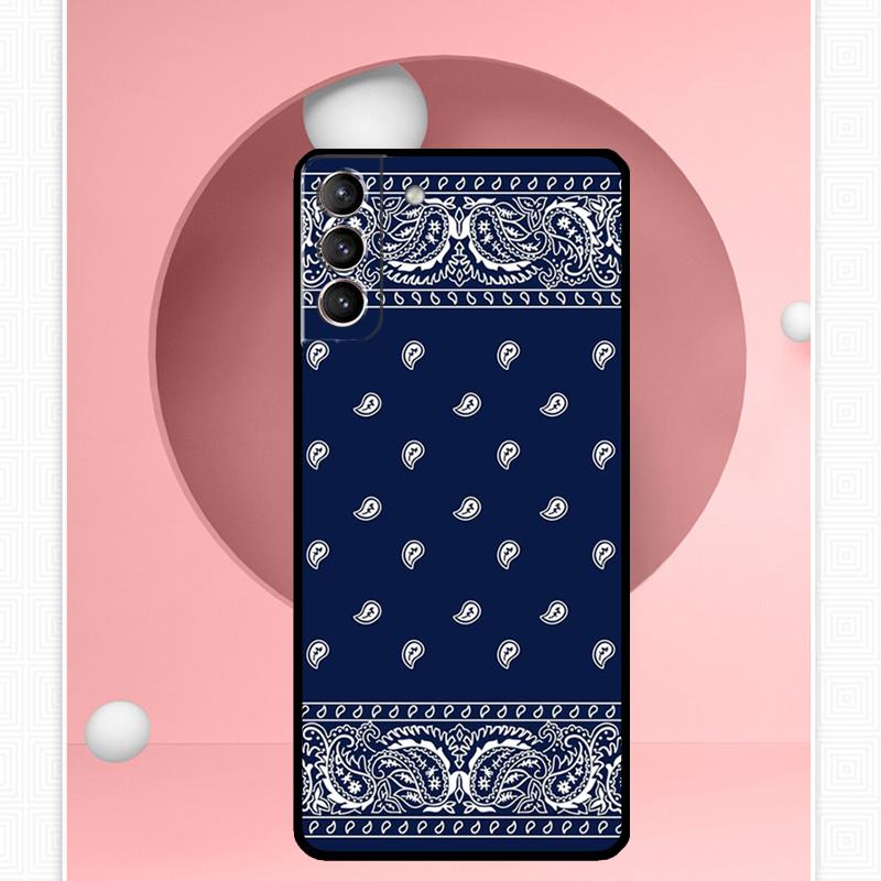 Black Bandana Paisley Case For Samsung Galaxy S25 Ultra S20 S21 S22 S23 S24 Ultra S9 S10 Plus S25 FE Cover Funda