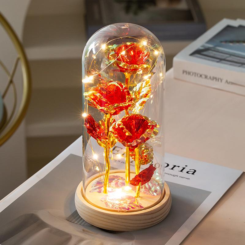 LED Luminous Rose Flowers in Glass Cover - Perfect Gift for Mother's Day, Valentine's Day, and Christmas