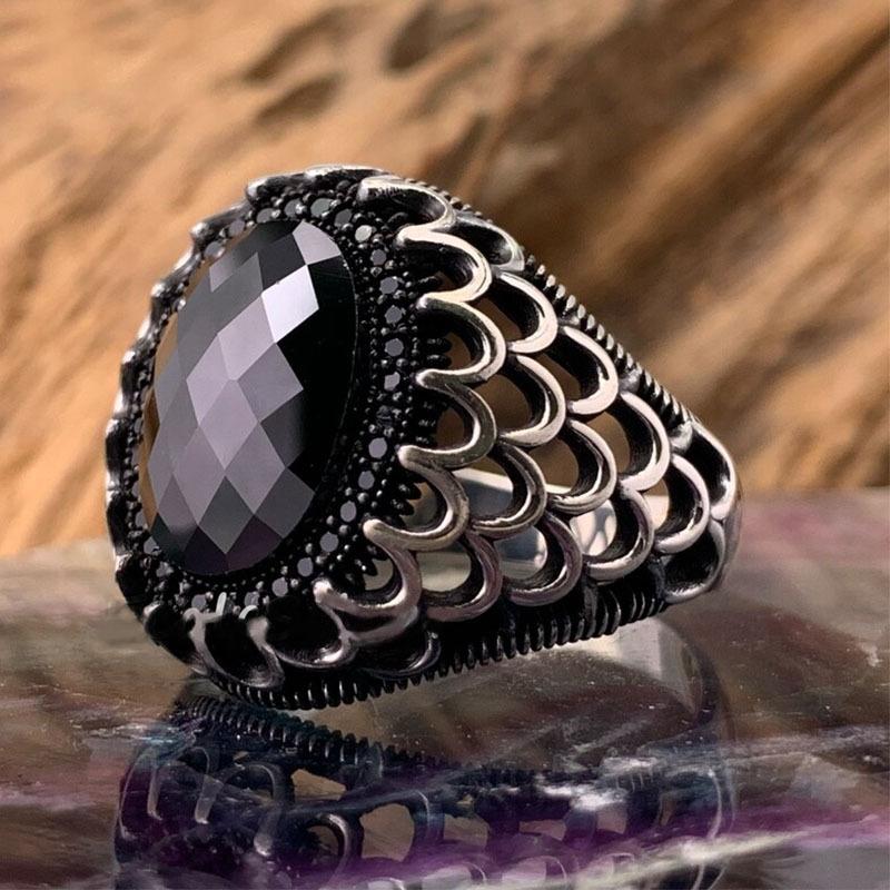 

Wei Ya Jewelry Мужское Кольцо с Открытым Узором, Персональное, Панк, Черный Цирконий no. 6