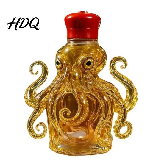 Opbevaringsbeholder til spiritus Blæksprutte Glas Karaffel Håndblæst Blæksprutteformet Whiskey Flaske 3D Dyre Samlerobjekt Vin Karaffel Spiritus Dispenser til Hjemmet