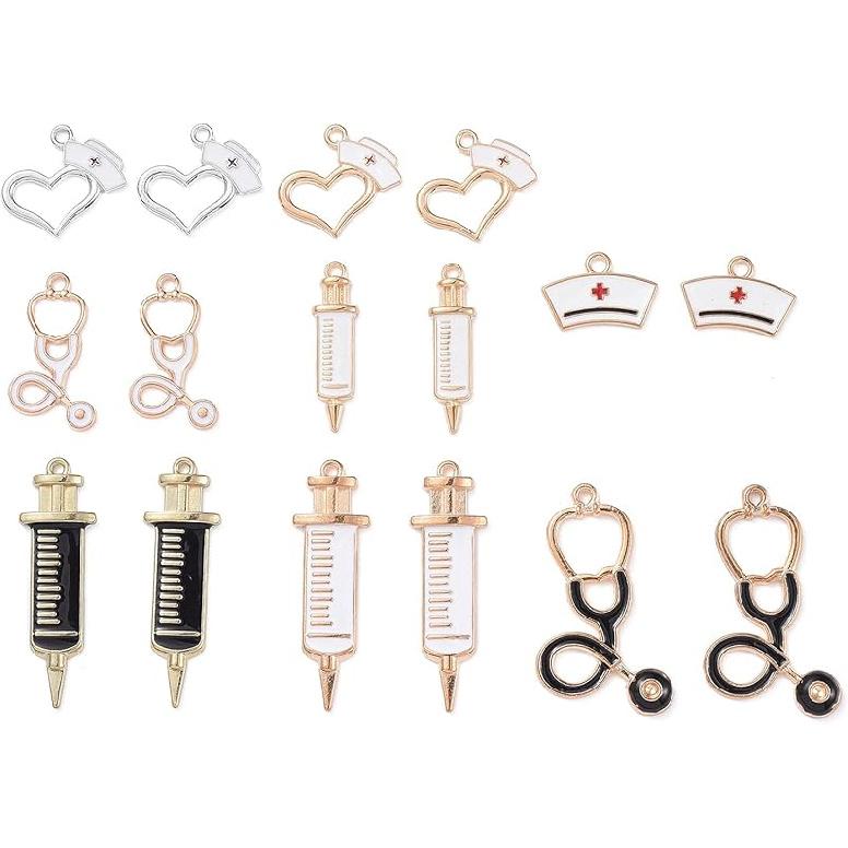 

FASHEWELRY 40 шт. Эмалевые шармы на фруктовую тему из сплава, 10 стилей, милые подвески-подвески в виде апельсина, персика, черники, клубники, с покрытием из светлого золота для украшений Medical Nurse Theme