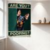 Vintage Green Background Metal Tin Sign 'ARE YOU POOPING?' with Doberman Dog Design Rustic Aged Warning Sign for Home Bar Cafe M