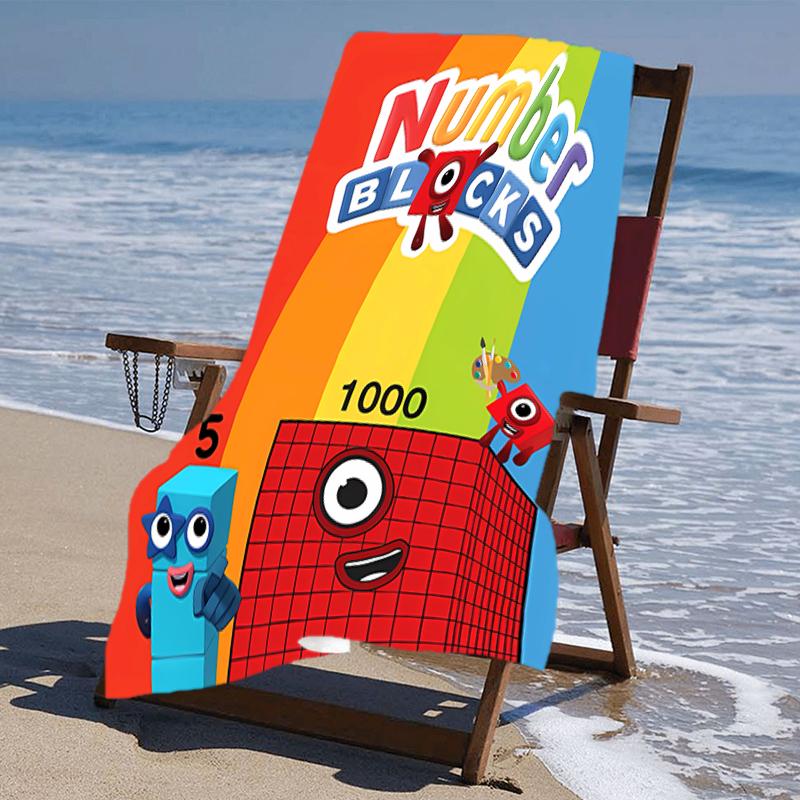 Proof Beach Towel with a Numberblocks Pattern - Soft,absorbent,quick-drying,machine Washable - Perfect for Swimming,camping,bathing