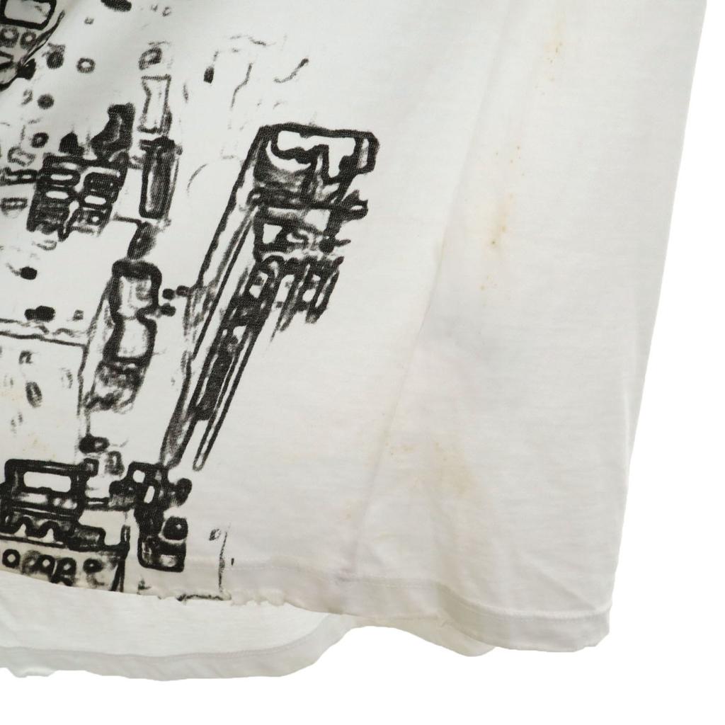 Hydrogen Made In Italy Skull Print Short Sleeve Vintage Processing T-shirt Men's Used