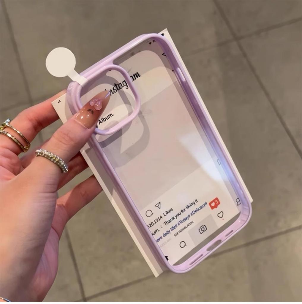 Luxury Candy Color Bumper Clear Phone Case for 17 16 15 14 13 12 11 Pro Max Plus Acrylic Hard Transparent Back Cover Capa