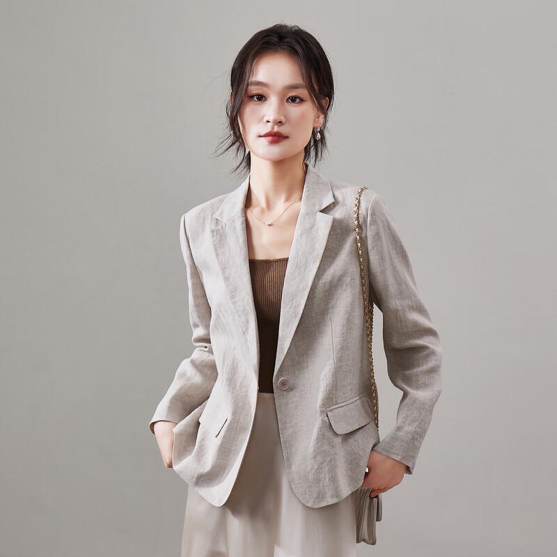 SOFSIL Women s Natural Linen Long-Sleeve Blazer M