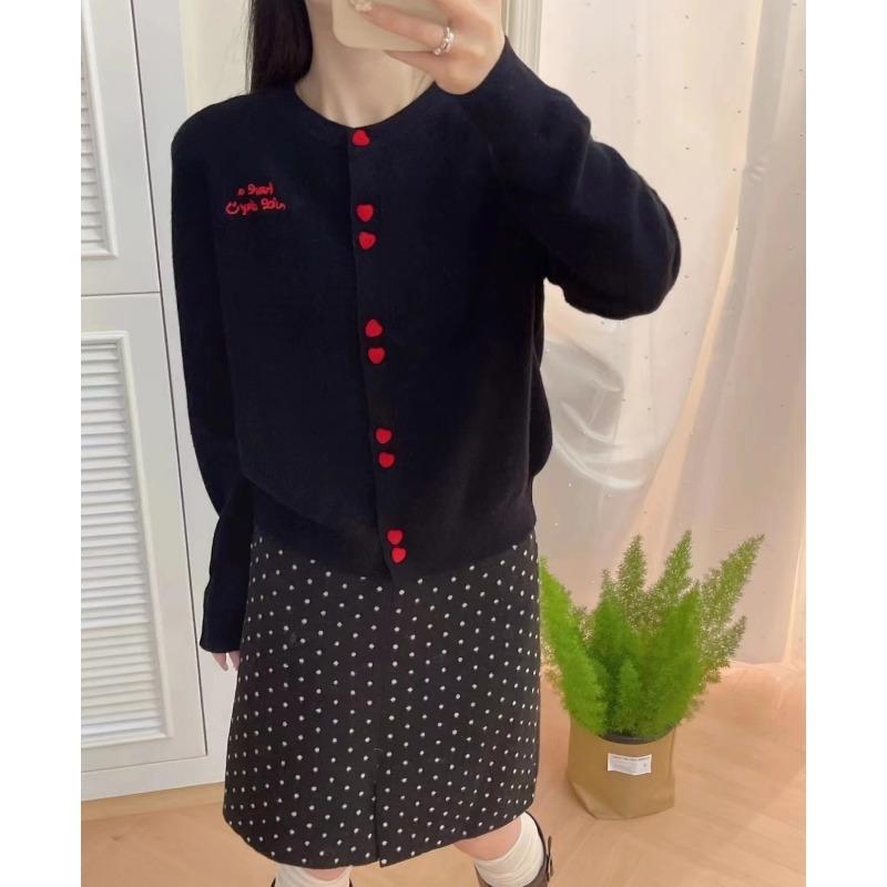 Winter new casual versatile crew neck single-breasted loose knitted cardigan sweater women