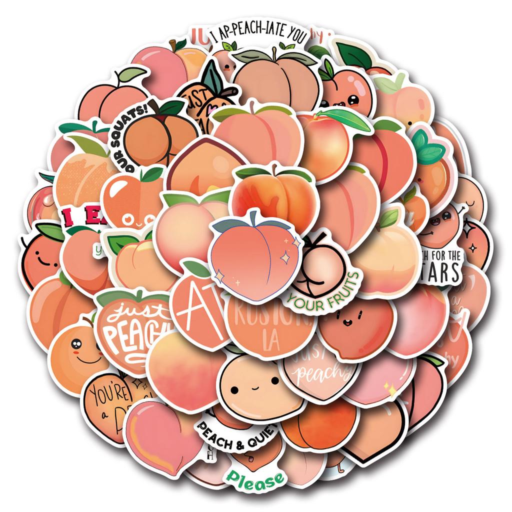 55 New Peach Fruit Graffiti Stickers Decorative Skateboard Suitcase Helmet Stickers