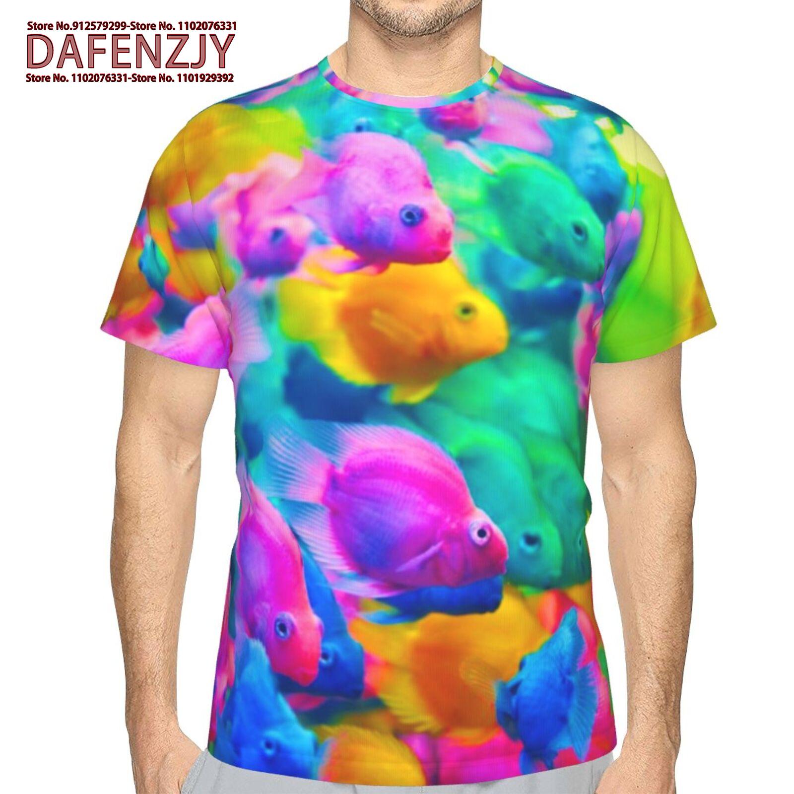 

Модная мужская футболка с 3D-рисунком карпа и забавным принтом волка, топы с коротким рукавом, летняя футболка в стиле хип-хоп, повседневный пуловер S синий