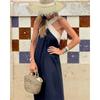 IHUASU Women's Fashion Summer Spring Solid Color Print Sleeveless Casual Dresses