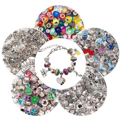 Set of 10 Colorful Beaded Pendants with Large Holes for DIY Bracelet Accessories