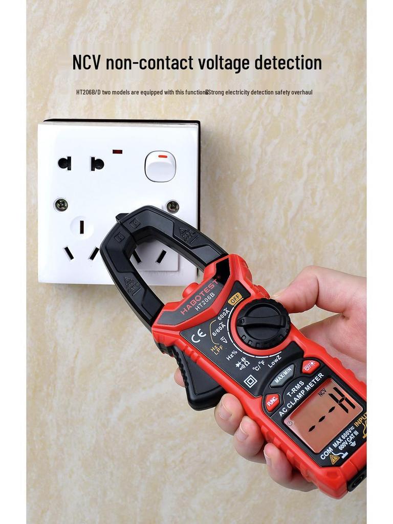 HT206D Smart Digital Clamp Meter - AC/DC Multimeter & Leakage Current Tester