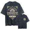 Hot Sale Supernatural Vintage Washed T-shirt Men Women Casual Retro Cotton T Shirts Unisex Casual Oversized T-shirts Streetwear