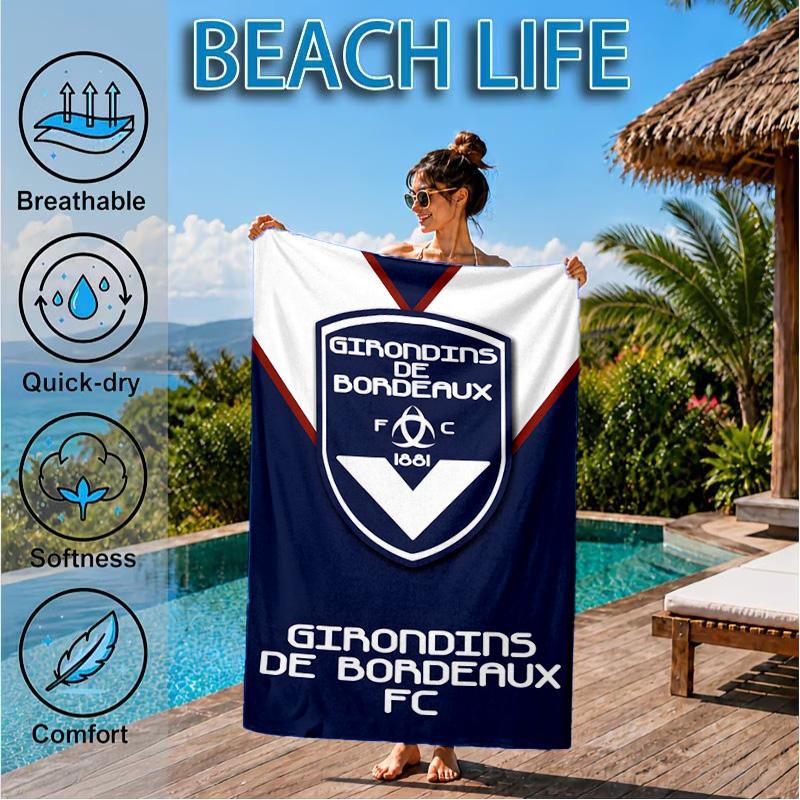 Giron-de Football Crest Printed Microfiber Beach Towel, Soft And Absorbent, Quick-Dry, Ideal for Summer Travel, Beach Essential, Swimming Pool