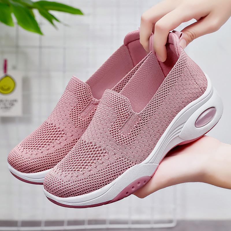 Changfengshu Women's shoe processing Customized platform shoes Soft sole Comfortable air cushion shoes Flying woven casual shoes Breathable heighteni