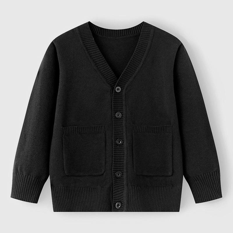 Children's V-Neck Knit Cardigan, Parent-Child Matching, Medium/Large, Spring/Autumn, Thin Academy Style Sweater.