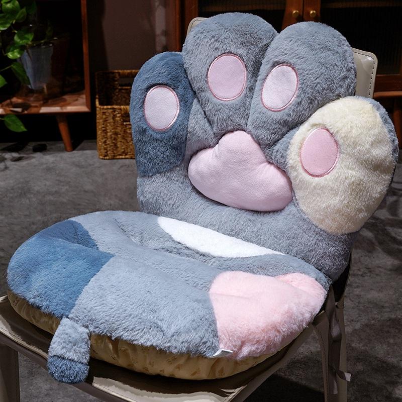 Cute Cat Paw Fluffy Seat Cushion Office Back Cushion Dormitory Plush Chair Seat Pillow Lazy Sofa Butt Pad Bay Window Tatami Mat