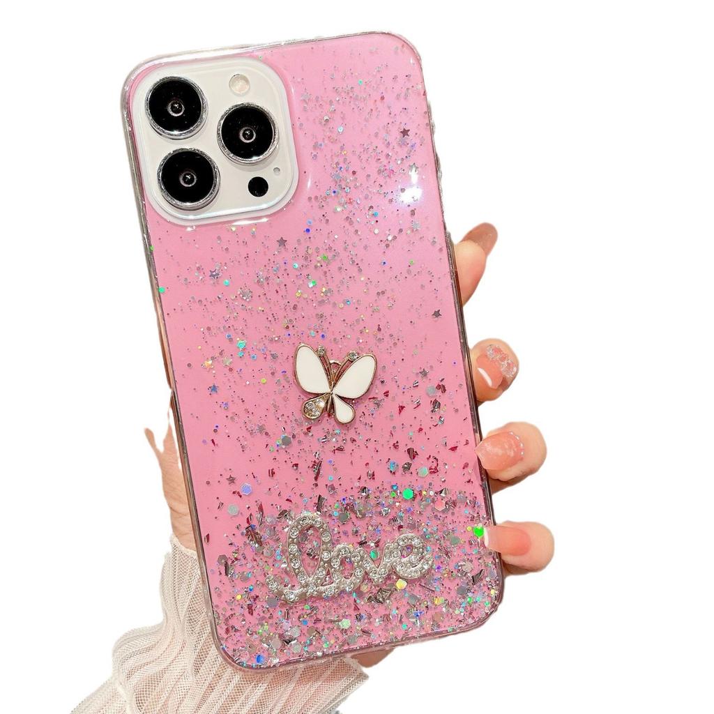 Applicable To Apple 13 15Promax Butterfly Glitter Mobile Phone Case iPhone12 XSAMX Epoxy Protective Case 14