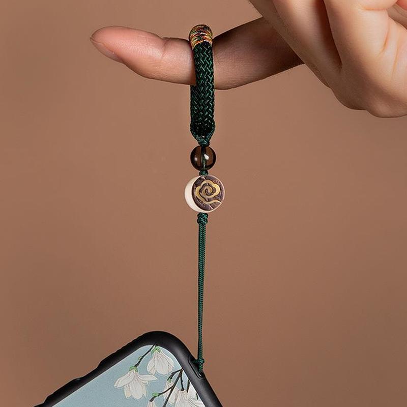 Chinese Style Phone Wrist Charm Strap Cell Phone Finger Keychain Hand-Woven Ring Buckle Pendant Cloud Pattern