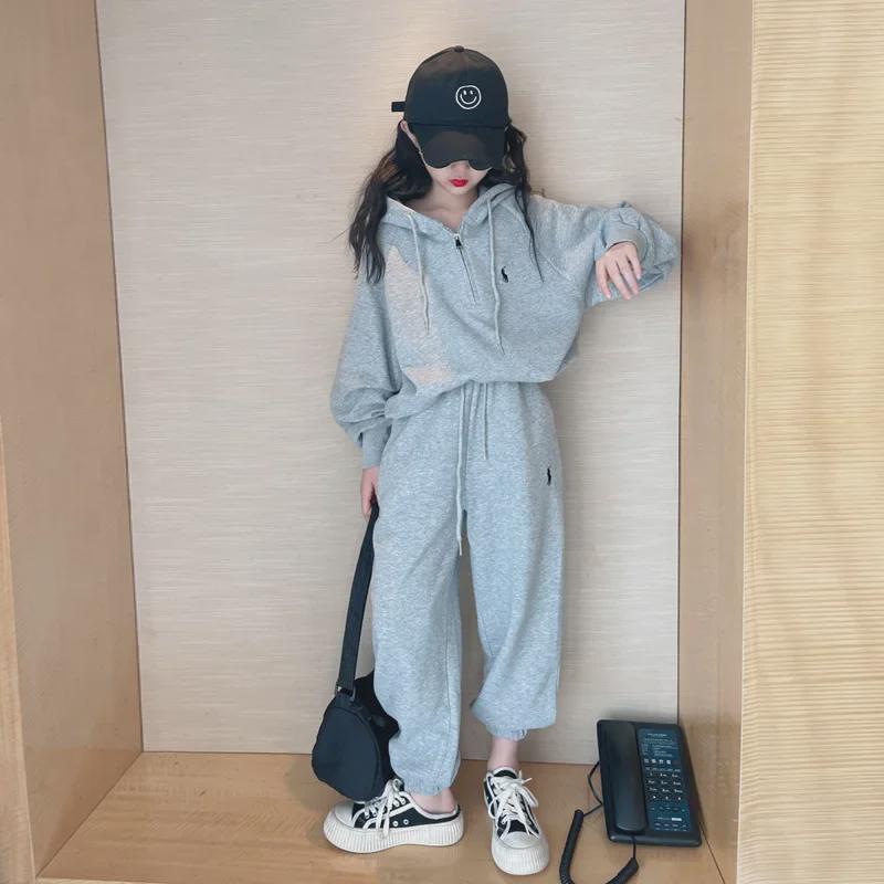 2024 Jarní Dívčí Ležérní Dvoudílná Mikinová Souprava v Korejském Stylu