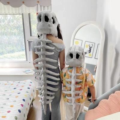 90CM Realistická kostra dinosaura Kostým Set 3D Vtipná pokrývka hlavy Cosplay Oblečení na převlečení Plyšové hračky Kostým na vánoční večírek Dárky