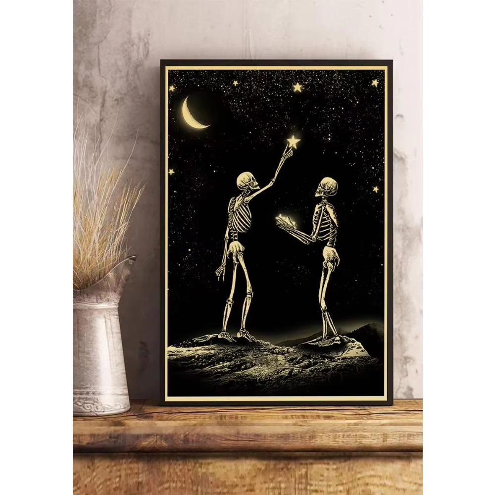 Simple Skull Posters Vintage Kraft Paper Prints Nostalgia Wall Sticker Home ation Bedroom Painting Fashion Bedroom Paint