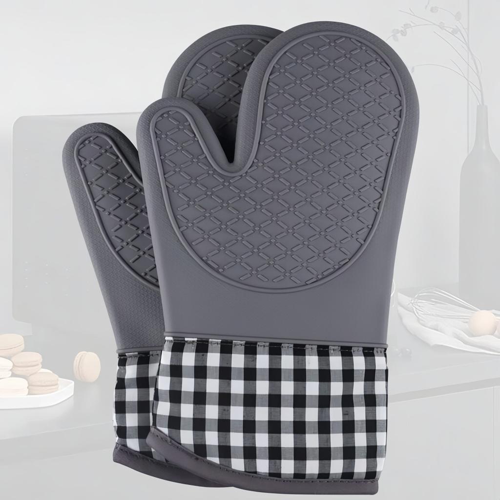 2/1pcs Silicone Insulated Glove, Anti Slip, Lengthened, Thickened, High-Temperature Resistant Kitchen Anti Scalding Device
